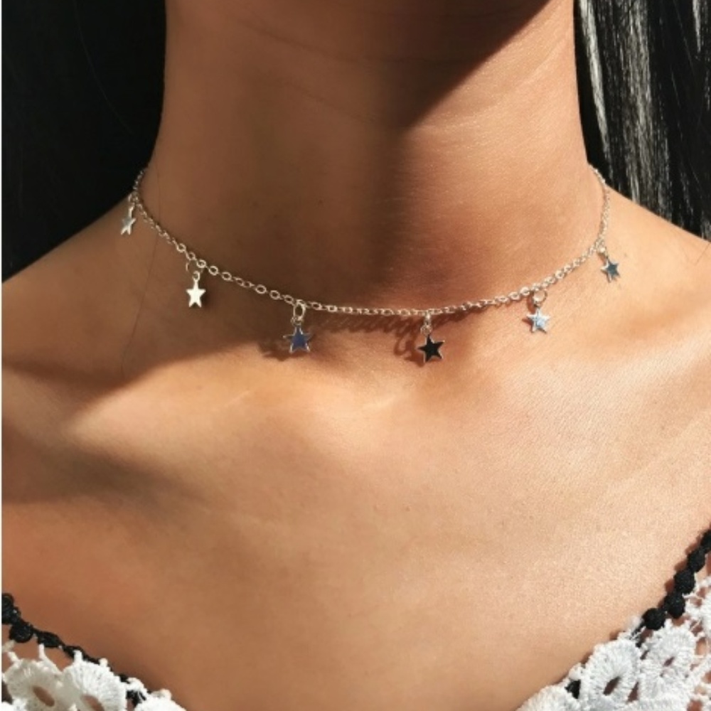 Silver Star Choker Necklace
